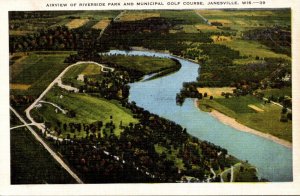 Wisconsin Janesville Aerial View Of Riverside Park and Municipal Golf Course