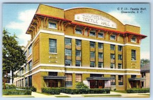 GREENVILLE SC TEXTILE HALL BUILDING PALMETTO NEWS COMPANY LINEN POSTCARD