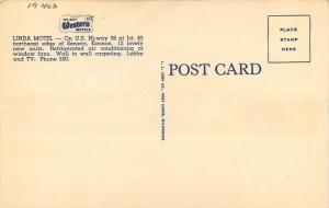1940s Linda Motel Highway 36 roadside Seneca Kansas Cook linen postcard 283