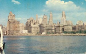 USA New York City Manhattan Skyline as seen from Statue of Liberty Boat 04.20