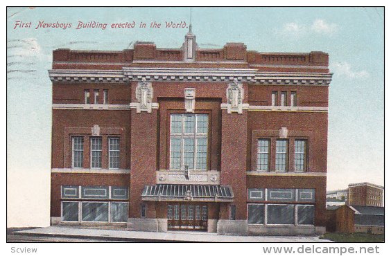 TOLEDO, Ohio, PU-1909; First Newsboys Building Erected In The World