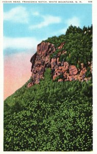 Vintage Postcard Indian Head Franconia Notch White Mountains New Hampshire NH