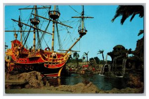 Postcard CA Disneyland Pirate Ship Skull Rock Fantasyland Anaheim California