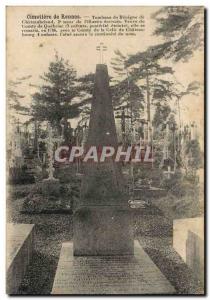 Old Postcard Death Rennes Cemetery Tomb of Chateaubriand Benigne