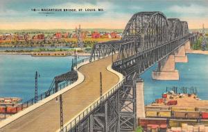 ST LOUIS, MO  Missouri        MACARTHUR BRIDGE         1940 Linen Postcard