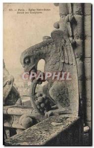 Old Postcard Paris Church Notre Dame Detail sculptures
