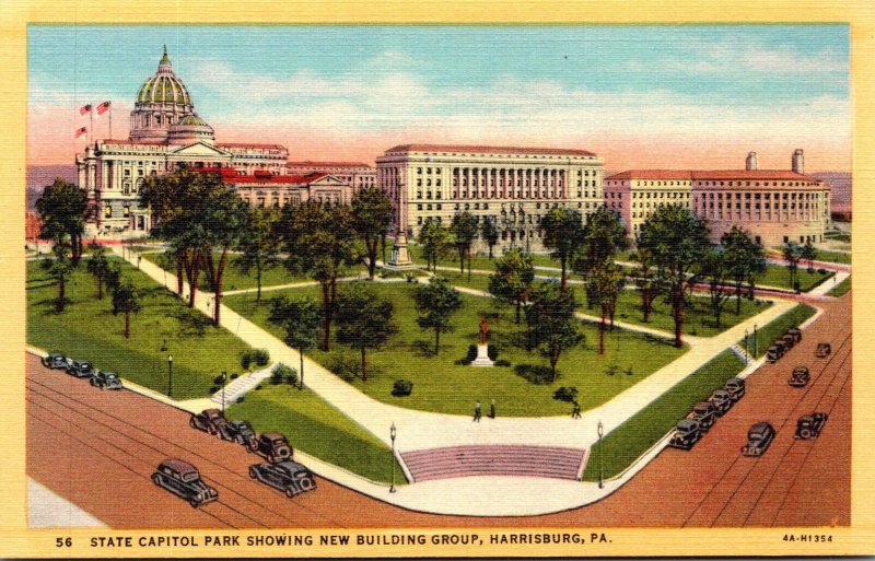 Pennsylvania Harrisburg State Capitol Park Showing New Building Group Curteich