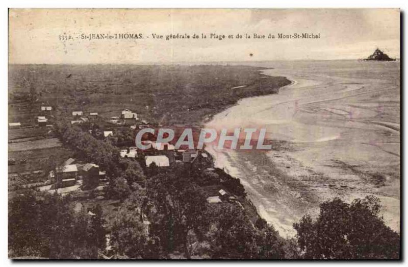 Saint Jean le Thomas Old Postcard General view of the beach and al bay of Mon...