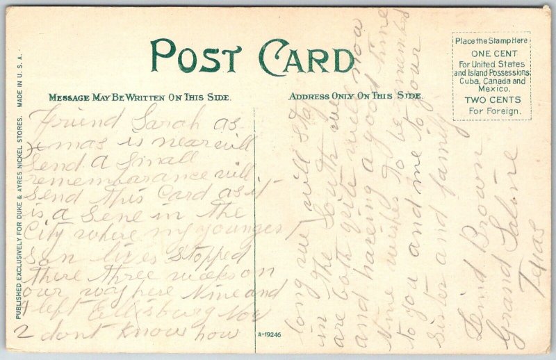 Paris Texas c1910 Postcard Main Street Scene Wallpaper Store Horse Carts