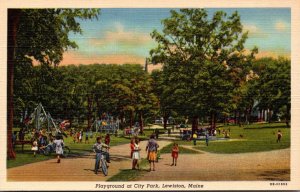 Maine Lewiston City Park Playground 1955 Curteich