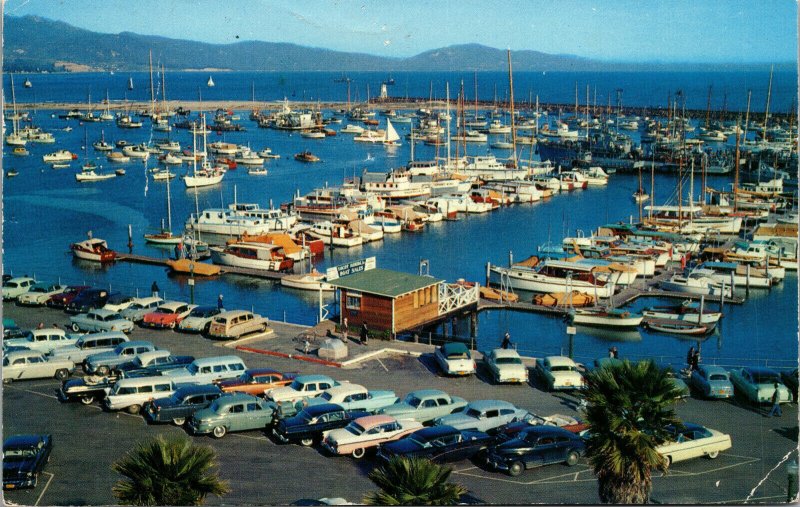 Santa Barbara ,California Yacht Harbor, Mid 1900 Cars, Scenic Water View-A32 