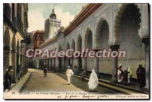 Old Postcard Algiers Great Mosque Rue De La Marine