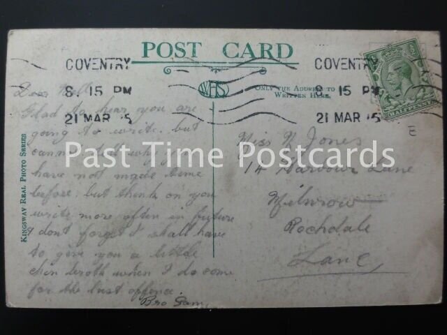 COVENTRY Broadgate shows OPEN TOP TRAMS MACDONALDS c1915 RP by Kingsway S11597