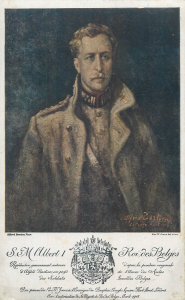 Belgian Royalty King Albert I portrait by Alfred Bastien 1922 Artist Postcard 