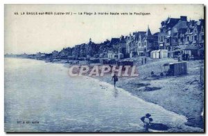 La Baule sur Mer Old Postcard The beach at high tide to the Pouliguen