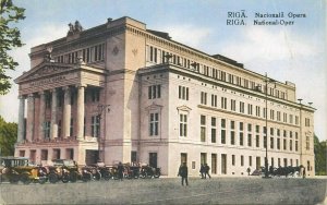 Latvia Riga National Opera Building architecture classic cars 1938 postcard 
