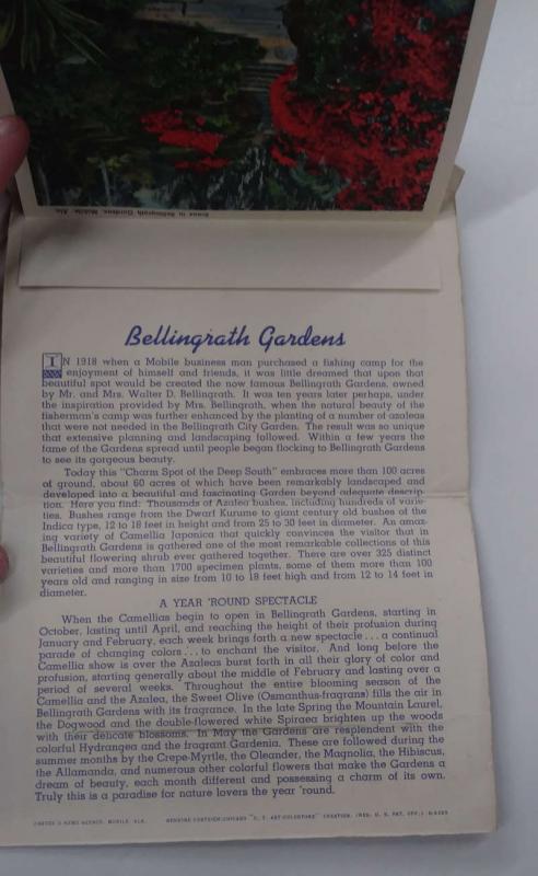 Mobile Alabama Bellingrath Gardens Linen Vintage Postcard Folder J74215