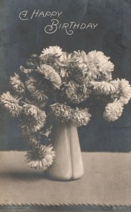Vintage Postcard 1907 A Happy Birthday Flower Vase Natal Day Special Celebration