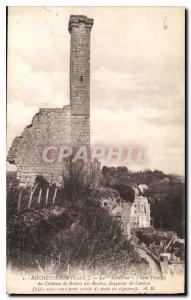 Postcard Old Lantern Rochecorbon Remains Only Chateau de Robert of Carbon Rocks