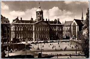 Amsterdam Dam met Koninklijk Paleis Netherlands Real Photp RPPC Postcard