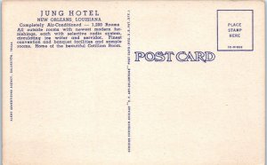 NEW ORLEANS, LA Louisiana    JUNG HOTEL   c1940s Cars  Linen   Postcard