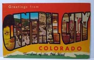 Greetings From Central City Colorado Large Letter Chrome Postcard 1966 Old West