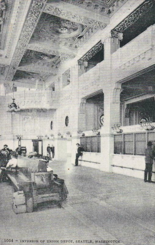 1909, WA: Interior of Union Depot, Seattle to Friday Harbor, Used (PC708)