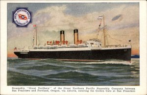 Steamship Boats, Ships Great Northern Pacific Steamship Co c1900s-20s Postcard