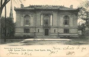 Grand Rapids Michigan 1906 Ryerson Public Library Rotograph undivided 5677