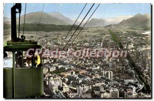 Old Postcard Grenoble Telepherique De La Bastille Perspective On The Town