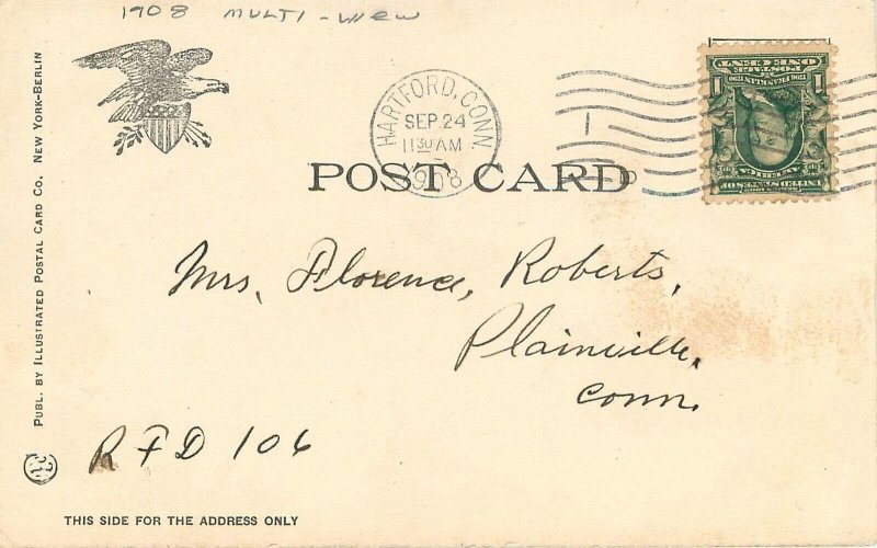 1908 Hartford Connecticut  Multi View Postcard undivided 24-11756