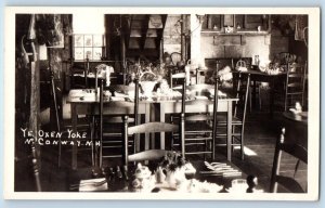 N. Conway New Hampshire NH Postcard RPPC Photo Ye Oxen Yoke Dining Area c1930s