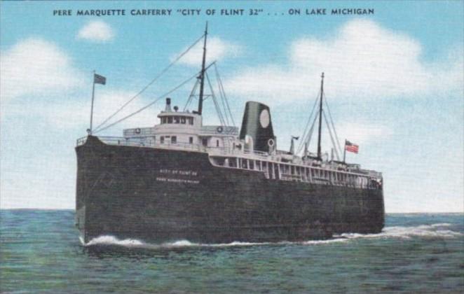 Pere Marquette Car Ferry City Of Flint 32 On Lake Michigan