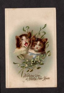 Wishing You a Happy New Year Greetings Cats Postcard