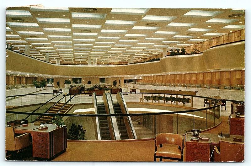 Postcard TX Dallas Banking Floor Republic National Bank Interior 1950's E16