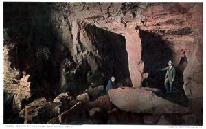 San Diego, California - Men inside the Caves of La Jolla - in the 1920s