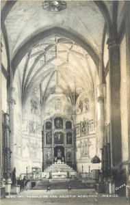 Mexico Real Photo Postcard Church Interior Osuna Templo de San Agustin Acolman 