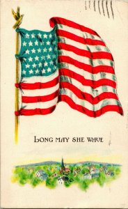 Vtg Postcard 1917 American Flag Long May She Wave Stars and Stripes Old Glory