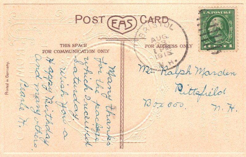 Vintage Postcard 1915 From One Old Friend To Another Memories Of Friendship