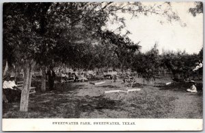 Sweetwater Park Texas TX Children Resting on Benches Postcard