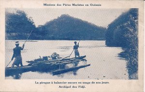 Fiji, Pacific islands, Men in Canoe, Marist Mission, 1910's? Oceania