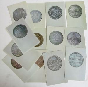 GROUP OF 16 RUSSIAN POSTCARDS w/ IMAGES EUROPEAN CITIES ON 16th-18th CENT. COINS