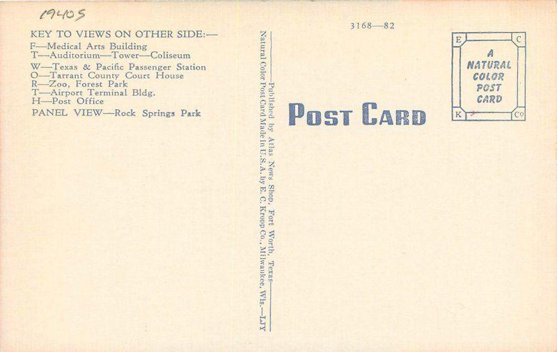 Atlas News Ft Worth Texas Large Letters multi View 1940s postcard 10653 Kropp