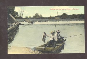 FISHING ON THE WHITE RIVER ARKANSAS VINTAGE POSTCARD