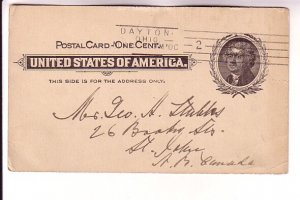 Postal Stationery Jefferson, Kolona Stamp Co Dayton Ohio, Used 1900