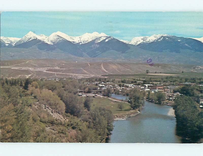 Pre-1980 AERIAL VIEW OF TOWN Salmon Idaho ID Q3673