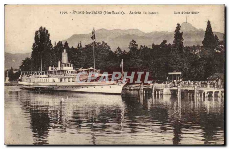 Old Postcard Evian les Bains Arrival boat