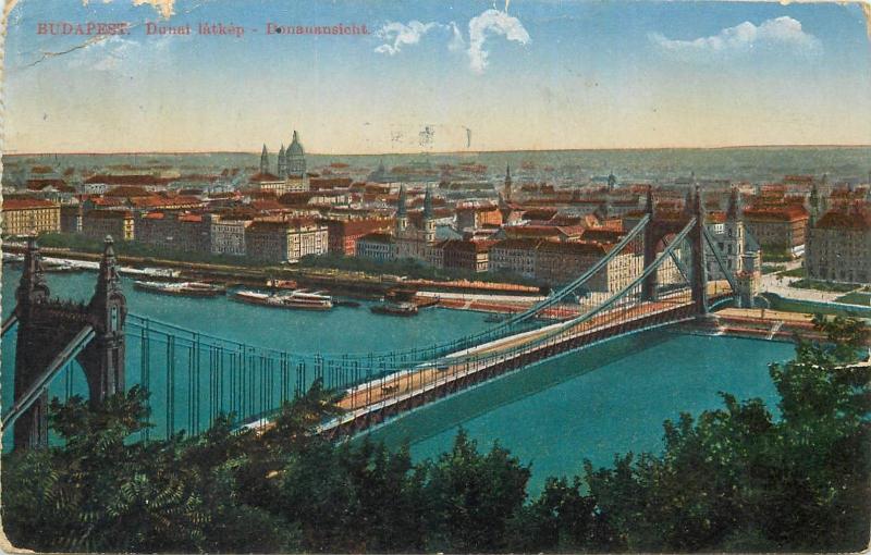 Budapest 1916 Danube bridge panorama Hungary