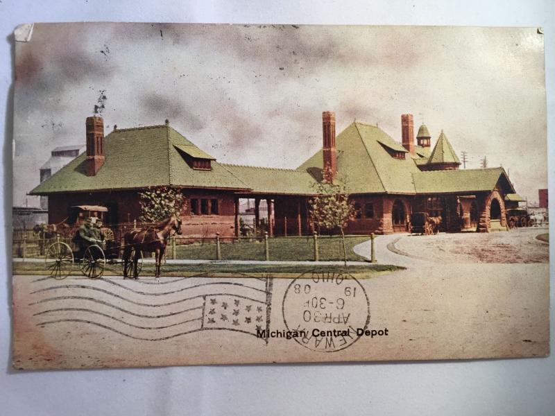 1908 Michigan Central Train Depot Kalamazoo, MI Postcard