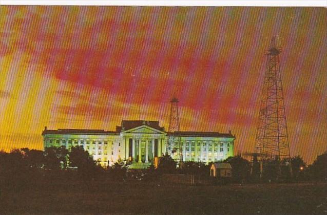 Oklahoma Oklahoma City State Capitol and Oil Derricks